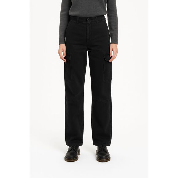 Wilfred Free Black Cargo Pants Women Size 6 Modern Utility Straight Leg Twill - Picture 2 of 11